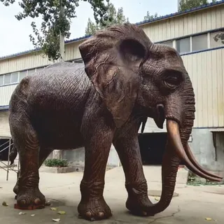 Casa Padrino XXL Bronze Deko Skulptur Elefant H. 200 cm - Lebensgroße Garten Figur