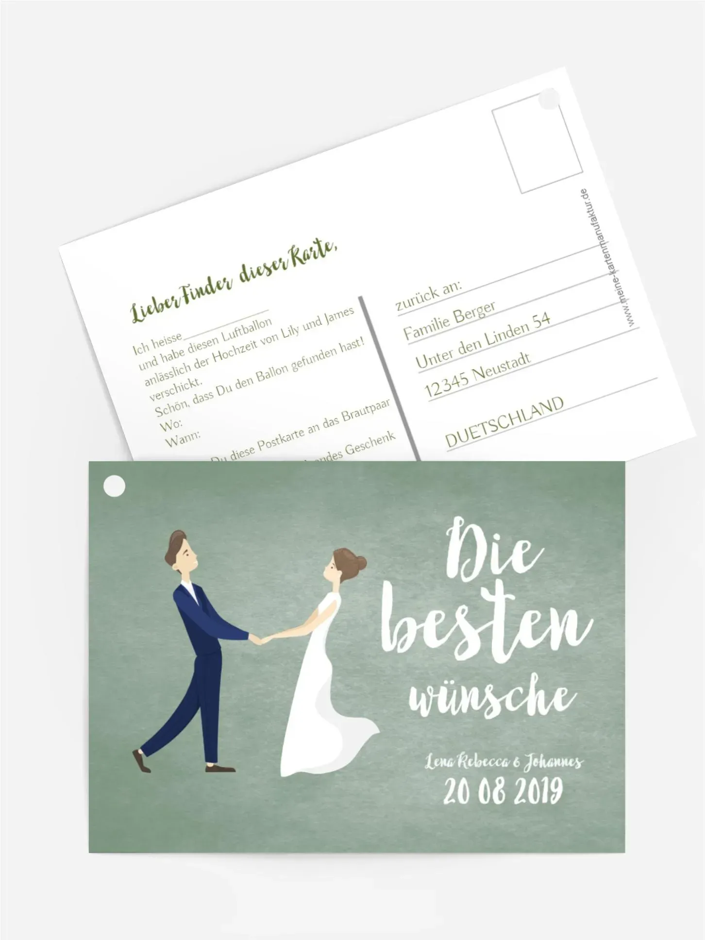 Hochzeitskarten selbst gestalten mit Spruch und Fotos im Onlinedesigner bei Meine-Kartenmanufaktur.de