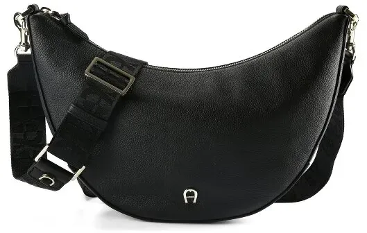 AIGNER Zita Umhängetasche Leder 30 cm  schwarz