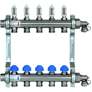 Zewotherm Verteiler Edelstahl PREMIUM für 6 HK, mit DFM