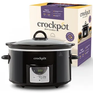Crockpot Schongarer | 3,5 L (3 bis 4 Personen) | Programmierbarer Countdown-Timer | EU-Stecker mit 2 Stiften | Schwarz