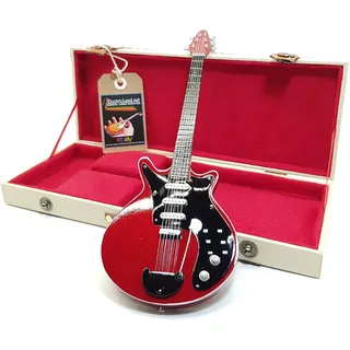 Mini Guitar BRIAN MAY Red Special Queen Bohemian Rhapsody Tribute Model + Hardcase Box Miniaturen im Maßstab 1:4 Miniatur Gitarre mit Sammeletui Musik Gadget Rock