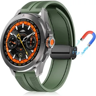 PaceBid 22mm Armband für Xiaomi Watch S5 46mm/S4 47mm/S4 Sport/S3/S1 Pro/S1 Active, Silikon+Geflochtenes Magnetisch Ersatzarmband für Xiaomi Redmi Watch 5 Active/5 Lite/Watch5/Watch2/2 Pro - Grün