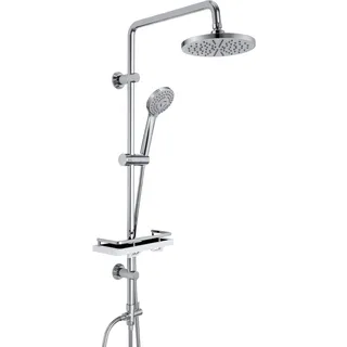 Görbach Regendusche Duschset ohne Armatur Edelstahl Duschsystem mit Ablage Silber ABSD20cm