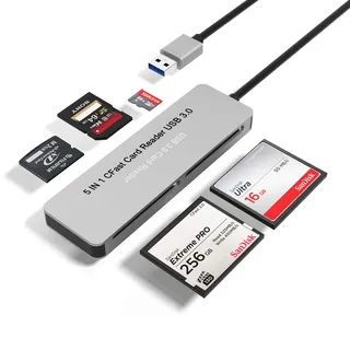Bawanfa CFast-Kartenleser, 5-in-1-CFast 2.0-Speicherkartenadapter-Hub, USB 3.0 keitslesen 5 Karten gleichzeitig CFast / TF / SD / M2 / XD / CF-Kombinationsadapter Kompatibel mit Windows Mac OS