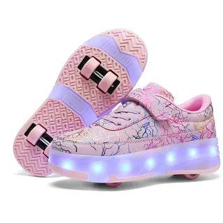 Mateju Rollschuhe für Jungen Mädchen - Kinder Schuhe Mit 4 Abnehmbare Rollen, Unisex Teenager Outdoor Cool Modisch Turnschuhe Skateboardschuhe - 29 EU