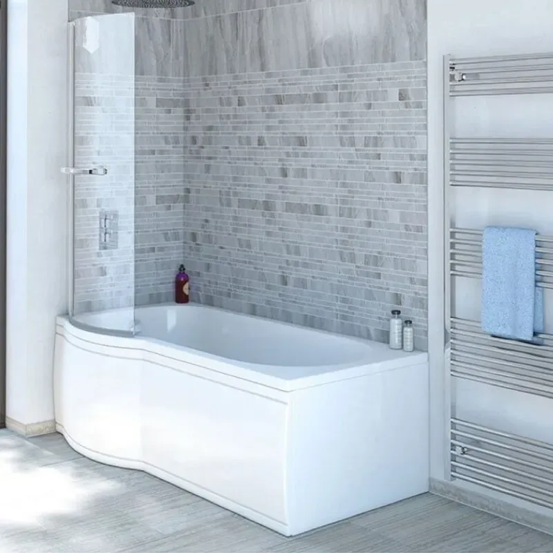 SKALI Badewanne mit Duschzone 167,5x85/75x40 cm, links, weiss