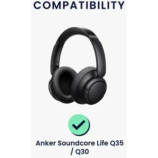 kwmobile 2X Ohrpolster kompatibel mit Anker Soundcore Life Q35 / Q30 Polster - Kopfhörer Polster aus Kunstleder für Over Ear Headphones