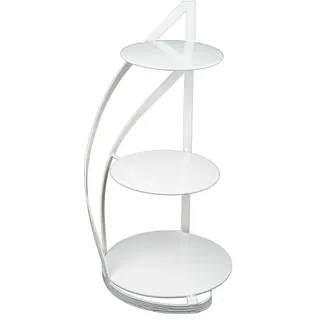 HowHomely | Etagere Weiß aus Metall – 3-stufig - Modern - Rund – Kuchenständer - Tortenständer - Servierregal - Weiß