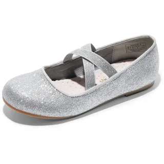 DREAM PAIRS Mädchen Mary Jane Strap Flache Schuhe Ballerinas Prinzessin Schuhe Flache Schulschuhe,Size 36,Silber,Angie-2 - 36 EU