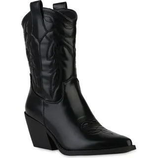 VAN HILL Damen Cowboystiefel in Schwarz