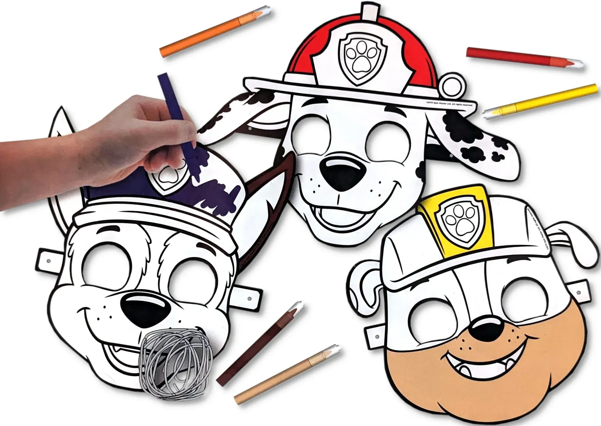 Spin Master - Paw Patrol - 3 Masken beflockt + Filzstifte