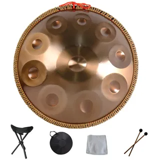 Handpan-Drum-Instrument, Handpan in d-Moll 9 10 12 14 Noten 22 In Stahl-Handtrommel mit weicher Handpan-Tasche, 2 Handpan-Schlägeln, Ständer, harmonischer Percussion für Klangheilung