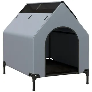 Costway 2 in 1 Hundehütte Hundeliege Outdoor, Grau x x cm)