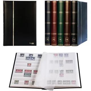 Prophila Collection 64 weiße Seiten Luxus Briefmarkenalbum Einsteckbuch wattierter Scharzer Einband