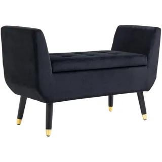 Homcom Luxus Sitzbank mit Stauraum Polyester Gummiholz Schwarz 107 x 42 x 65 cm