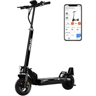 HITWAY H9 E Scooter mit straßenzulassung, 10-Zoll-Faltbarer Elektroroller, Doppelte Stoßdämpfer, Batterie 48V 15.6Ah-27Ah, 500-W-Motor, Reichweite 70-110KM, Geschwindigkeit 20 km/h, mit APP