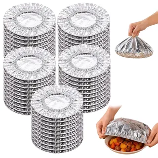 Alufolien-Isolierhaube,Alu Isolierhaube füR Lebensmittel(50/100 / 200 StüCk),Wiederverwendbare Alufolien BöGen füR Lebensmittel,Isolierung und Frische Halten (50 Stück)