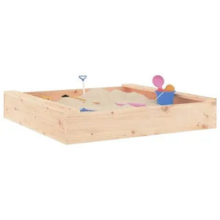 vidaXL Holzsandkasten mit Sitzen Quadratisch braun