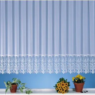 heimtexland ® Makramee Sockel Stores Gardinen Wunschmaß weiß Kräuselband Vorhang Typ516 HxB 120x300 cm für Fensterbreite 100-1... - Weiß