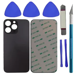 LiXiongBao Hinteres Glas Ersatz, kompatibel mit iPhone 14 Pro Back Cover, hinteres Glas Ersatz für iPhone 14 Pro Back Cover, mit Reparatur Kit, Schwarz