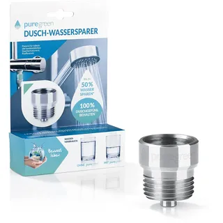 puregreen bluegreen (nun puregreen) Dusch-Wassersparer | Leichte Installation ohne Werkzeug | Passend nahezu alle Duscharmaturen & Duschköpfe | Bis zu 50% Wasser sparen mit blue green [chromfarben]