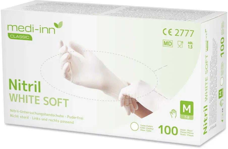 Medi-Inn Nitril white soft Einmalhandschuhe, weiß, puderfrei XL / 100 Stück
