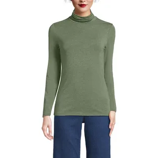 Lands' End Leichter Rollkragen für Damen, Jersey, langärmlig, Estate Green Heather, Mittel - M