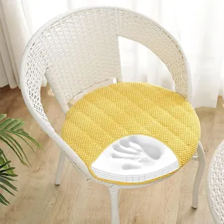 RZYW Rund Stuhlkissen 6er 4er 2er Set Weiche Sitzkissen Rund Waschbar Sitzkissen Stuhl rutschfest Sitzpolster Outdoor Stuhlauflage Bodenkissen für Küche Esszimmer Garten Büro,Gelb,1er Set 35cm