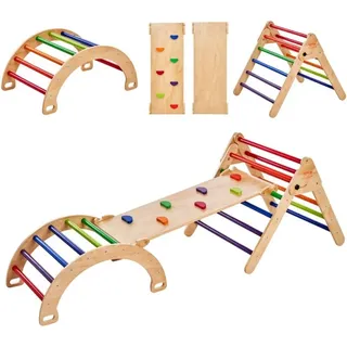VEVOR Pikler-Dreieck-Set, 5-in-1-Kletterspielzeug für Kleinkinder, Indoor-Spielplatz, Montessori-Kletterset mit Dreieck, Rampe und Bogen, großes