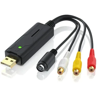Aplic USB Audio Video Grabber - VHS - Videoadapter zur Bearbeitung, USB zu S-Video, Composite, Cinch -