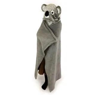 NOXXIEZ Kinder Decke mit Kapuze - kuschelig weiche Fleecedecke im Kuscheltier-Look für Jungs, Mädchen, Sommer, Winter, Camping und als Kuscheldecke (Koala)