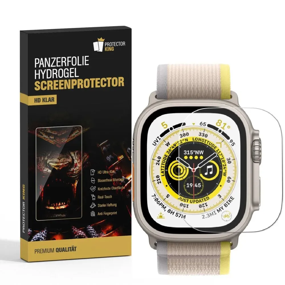 2x Hydrogel-Glass für Apple Watch Ultra 49mm Selbstheilend für Micro Kratzer 3D KLAR Panzerfolie Displayschutz Schutzfolie Screen-Protector