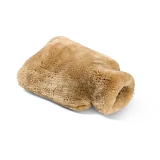 Fellhof Alpaka Wärmflasche groß 2 l | Naturbraun | 23x35 cm | kuscheliger Komfort Alpakafell-Bezug