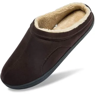 TEGELE Herren Hausschuhe Memory Foam Warme Hausschuhe Winter Gefütterte Pantoffeln Slipper Mit rutschfeste Gummisohle für Drinnen und Draußen Kaffee 45/46 EU - 45/46 EU