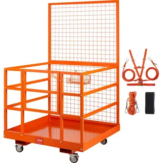 Vevor Arbeitsbühne 635kg Sicherheitskorb Hochbelastbarer Stahl Arbeitskorb 114,3x109,2x203,2cm Staplerbühne Premium für 1-2 Personen Montagebühne Gabelstapler Ideal für Höhenarbeiten