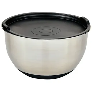 KESPER | Rührschüssel mit Deckel, Material: Edelstahl, Kunststoff, Silikon, Maße: Ø 26 cm, Höhe: 15 cm, Farbe: Silber, Schwarz | 90896