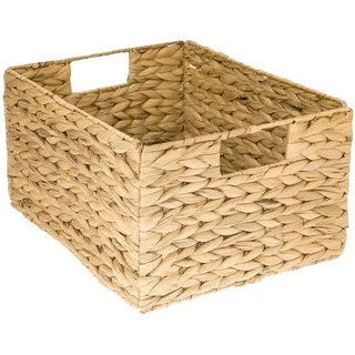 HMF Aufbewahrungskorb, faltbarer Korb geflochten aus Wasserhyazinthe Seegras, 36 x 28 x 20 cm