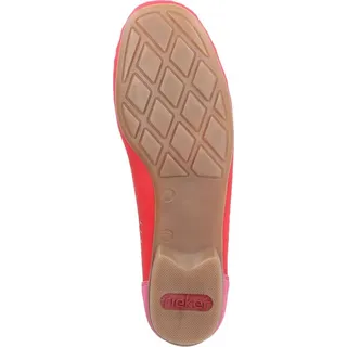 Rieker Damen Slipper Halbschuh Mokassin perforiert Lochmuster 40065, Größe:42 EU, Farbe:Rot - Rot - 42
