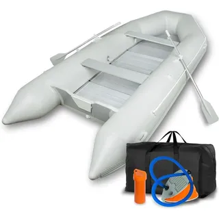 Eberth Schlauchboot Angelboot Paddelboot aus robustem pvc für Außenborder 8 Personen, 4,60m x 1,90m Boot mit 2X Sitzbank, 2X Paddel, Aluboden,