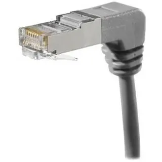 Exertis Connect Patchkabel SFTP, Cat.6A, beidseitig abgewinkelt, grau, 0,3 m nach unten abgewinkelt (CAT6e, 0.30 m), Netzwerkkabel