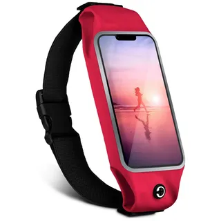 moex Handy Laufgürtel für Google Pixel 7 Lauftasche Jogging Tasche Wasserdicht, Running Belt Touch Fenster leicht, Laufgurt Handytasche zum Joggen Bauchtasche Sport, Rot