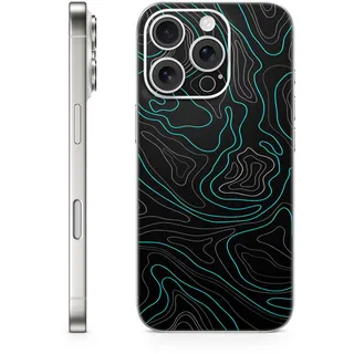 TF Skins Skins kompatibel mit iPhone 16 Pro Max, Skin Schutzfolie Back Only Schutz, super dünn und resistent. Folien Case/Hüll (Topo Cyan Matt)