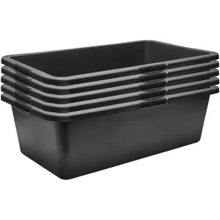 Garronda 5er Pack Mörtelwanne 40 L Rechteckig Mörtelkübel Kunststoffwanne – Baueimer Maurerkübel mit Griffen robust und stabil Große Mörtelkasten für Bauarbeiten Garten und Haus GD-0169 Schwarz