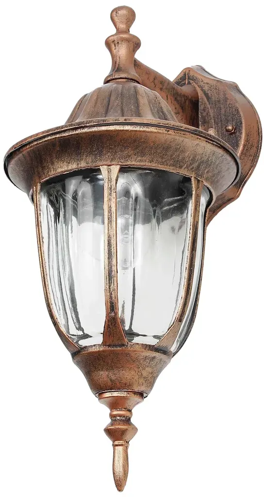 Licht-Erlebnisse Wandlampe Rustikal Landhaus MILANO in Kupfer Antik IP44 nostalgische Außenlampe E27 Haus Hof Garten, CX120931