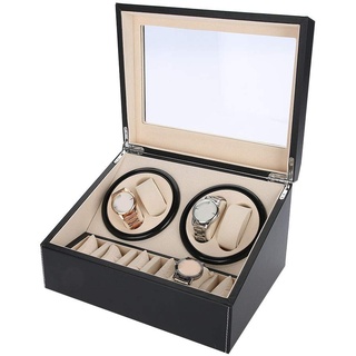 Cocoarm Uhrenbeweger 4 Uhren Watch Winder Box für Automatikuhren Mechanischen Uhren Uhrenbeweger mit 6 zusätzlichen Stauräumen 4 + 6 Automatischer Uhrenbeweger Box mit leisem Motor, 31 x 24 x 18 cm