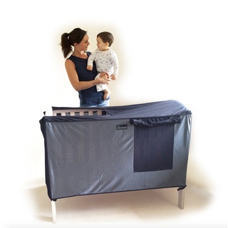 SnoozeShade Für Kinderbetten, Verdunkelungs-Baldachin und Kinderbettbezug für Kinderbetten (mit 120 cm x 60 cm Matratze), luftdurchlässiges Netz, Katzen- und Moskitonetz für Kinderbetten