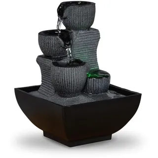 Zen'Light - Zimmerbrunnen Kini Cascade Zen und entspannend mit farbigem LED-Licht - Originelle Geschenkidee - Dekoration Wohnzimmer, Schlafzimmer, Büro - Zen-Ambiente Ideal für Meditation und Entspannung - Tischbrunnen in geschlossenem Kreislauf - H 18 cm