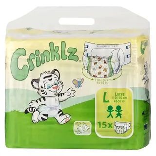 Crinklz Windeln Crinklz mit Bärchen - L (110-150 cm) (15-St., Windeln mit Folie und bunten Motiven)