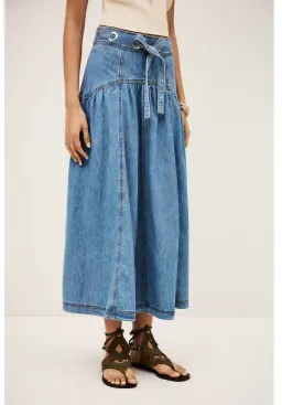 BA&SH für Damen. 1E26LONI Rock Lonia denim blau (38), Lässig, Baumwolle